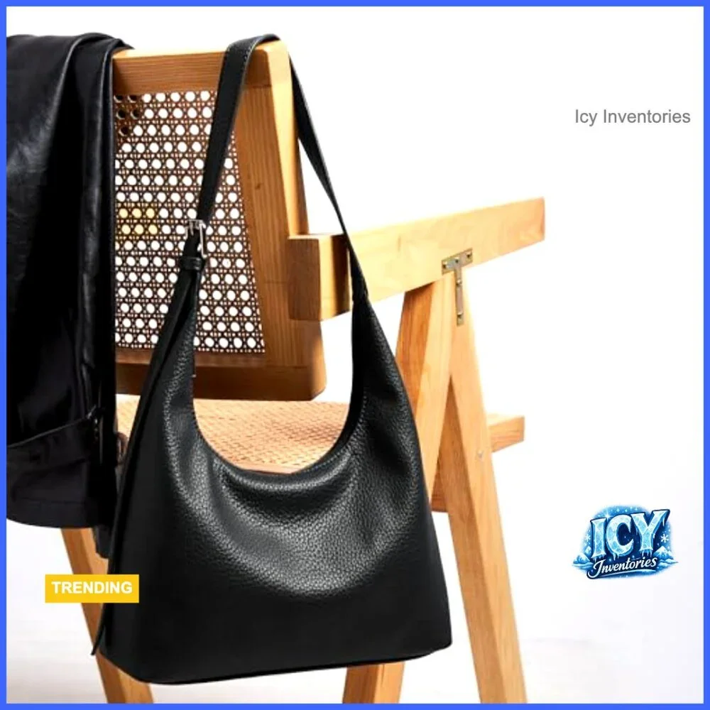 Vegan Leather Crescent Tote Bag with Adjustable Shoulder Strap